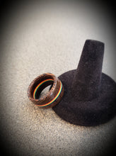 Load image into Gallery viewer, LGBT PRIDE Wenge and Rainbow Handcrafted Wooden Ring
