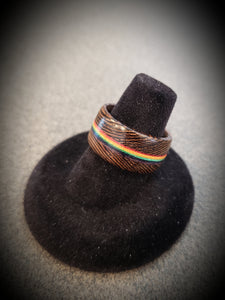 LGBT PRIDE Wenge and Rainbow Handcrafted Wooden Ring
