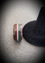 Load image into Gallery viewer, LGBT PRIDE Wenge and Rainbow Handcrafted Wooden Ring