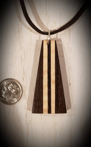 Wooden Necklace Pendant made from Exotic Wenge with Stunning Curly Maple Accents
