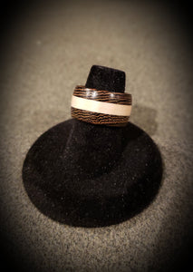 Stunning Exotic African Wenge and Curly Maple Wooden Ring