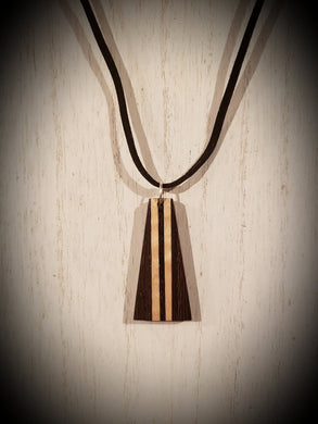Wooden Necklace Pendant made from Exotic Wenge with Stunning Curly Maple Accents
