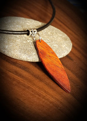 Stand Up Paddleboard Necklace, Exotic African paduak ,SUP Board Necklace Pendant! Surfboard, Cord Leather necklace