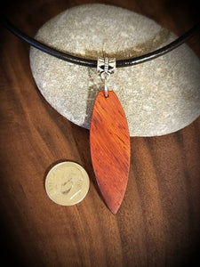 Stand Up Paddleboard Necklace, Exotic African paduak ,SUP Board Necklace Pendant! Surfboard, Cord Leather necklace