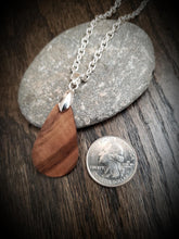 Load image into Gallery viewer, Wooden Teardrop Necklace Pendant made from Gorgeous Figured Walnut