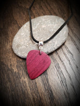 Load image into Gallery viewer, Exotic Purpleheart Wood Guitar Pick Pendant.