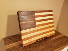 Load image into Gallery viewer, American Flag Cutting Board! Beautiful figured walnute, cherry and maple